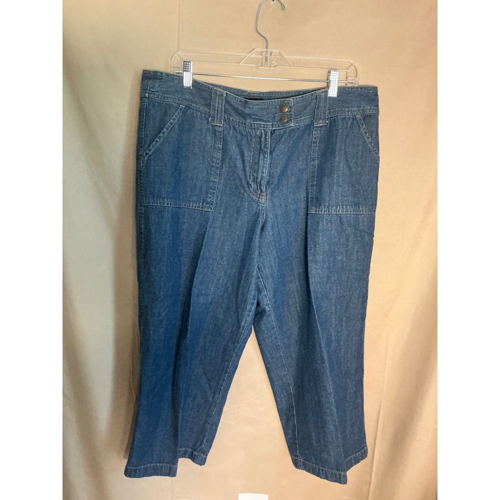 NY Jeans New York & Company Capri Pants Womens 18 Blue Excellent Wide Leg Denim